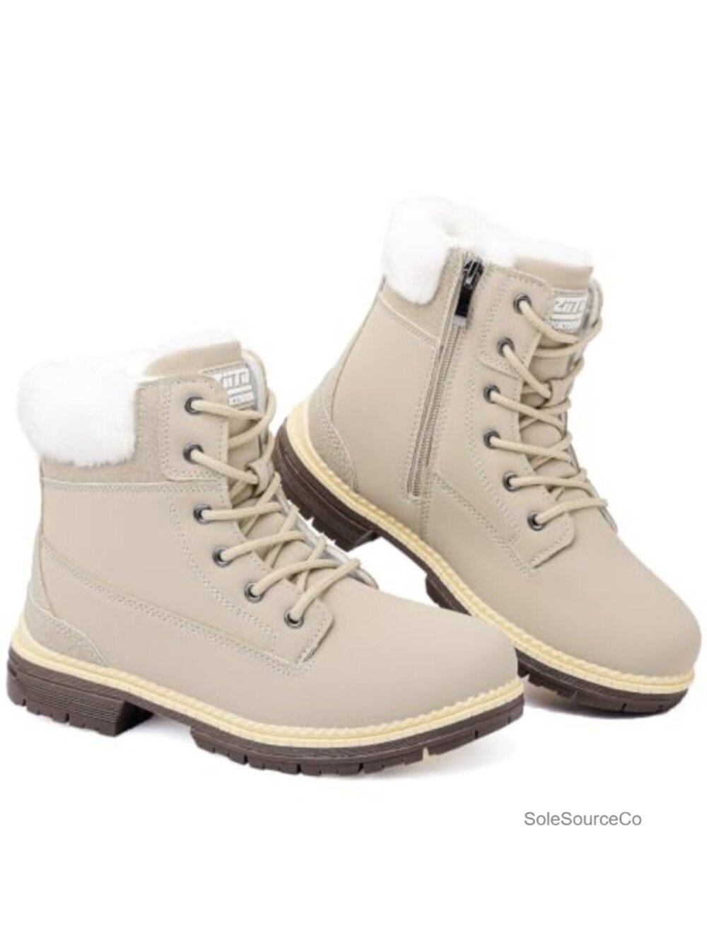 Waterproof Snow Boots Fur Lined Lace Up Side Zip Ankle Winter Boots